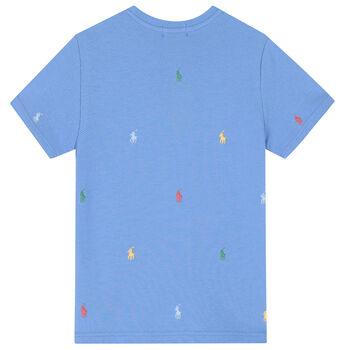 Boys Blue Piqué Logo T-Shirt
