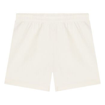 Ivory Cotton Logo Younger Shorts Set