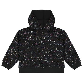 Girls Black Starlight Logo Hooded Top