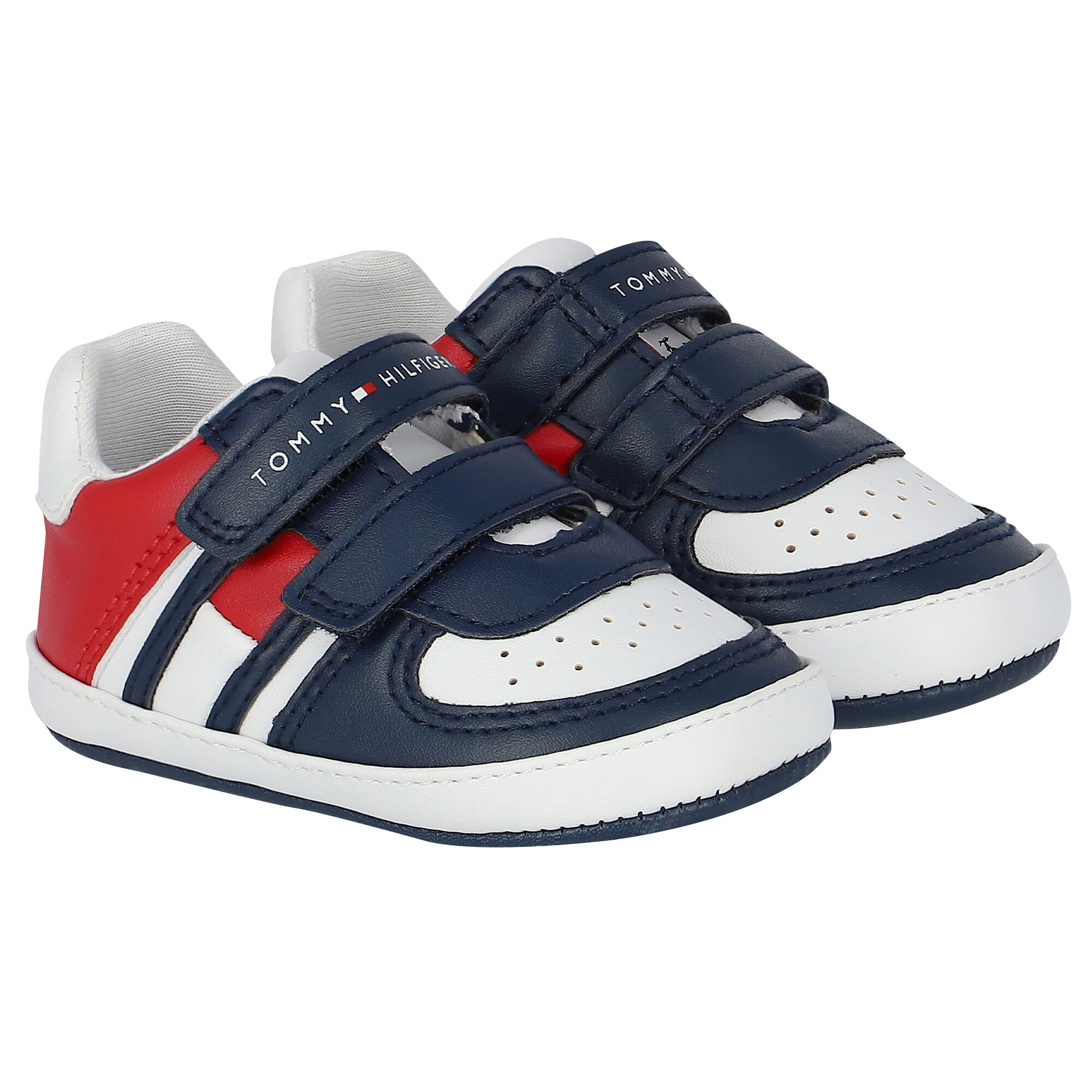 Tommy Hilfiger Baby Boys Navy White Red Logo Pre Walker Shoes Junior Couture UAE