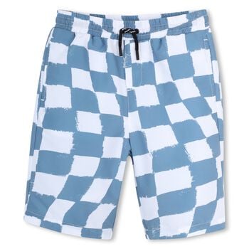 Boys Blue & White Checkerboard Swim Shorts 