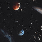 تيشيرت أولاد بطبعة الفضاء باللون الاسود, 1, hi-res