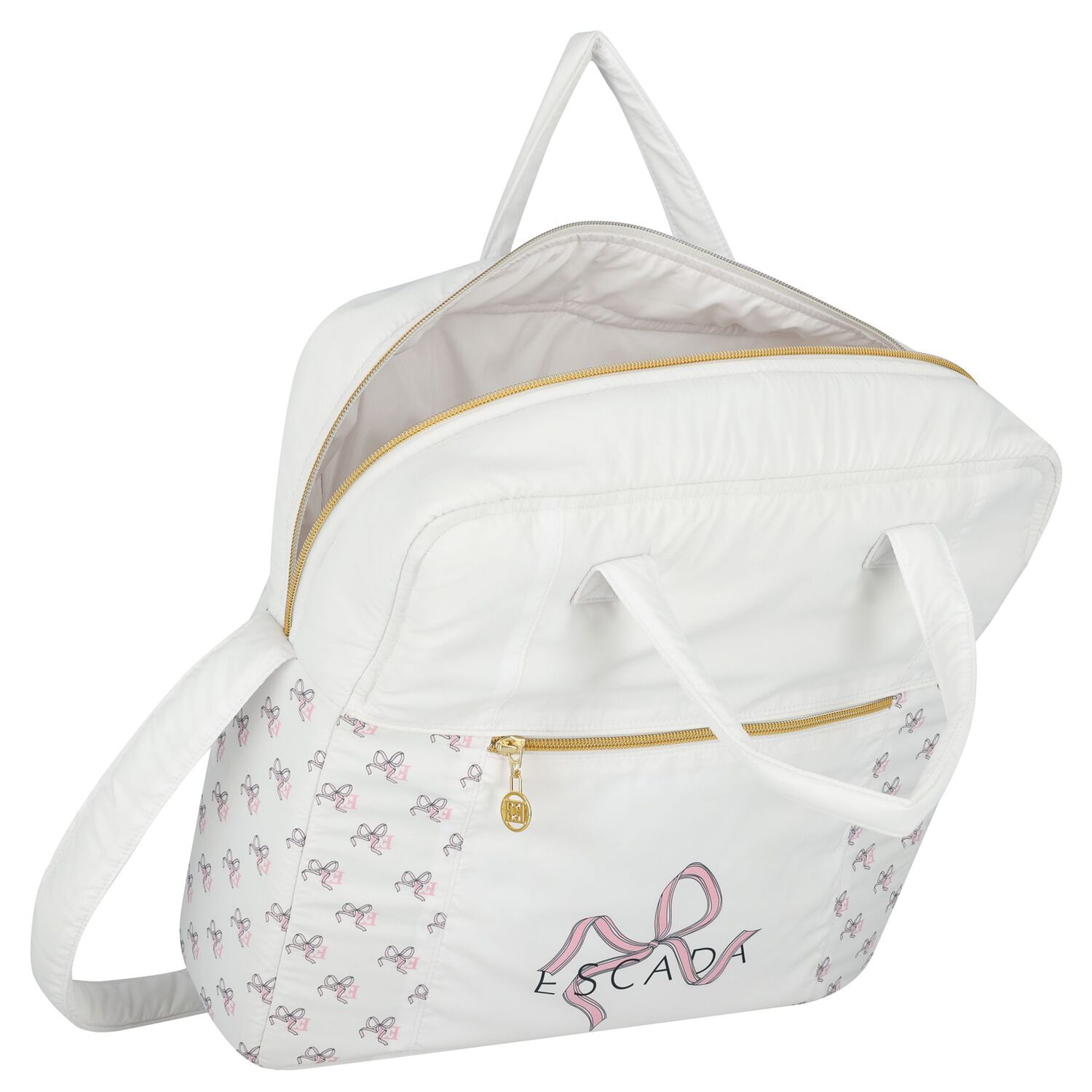 White Logo Bow Baby Changing Bag, 1, hi-res