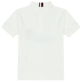 Boys White Logo Polo Shirt