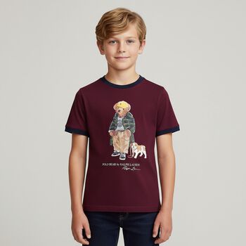 Boys Burgundy Polo Bear T-Shirt, 1 Boys Burgundy Polo Bear T-Shirt