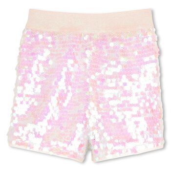 Girls Pink Iridescent Sequin Shorts