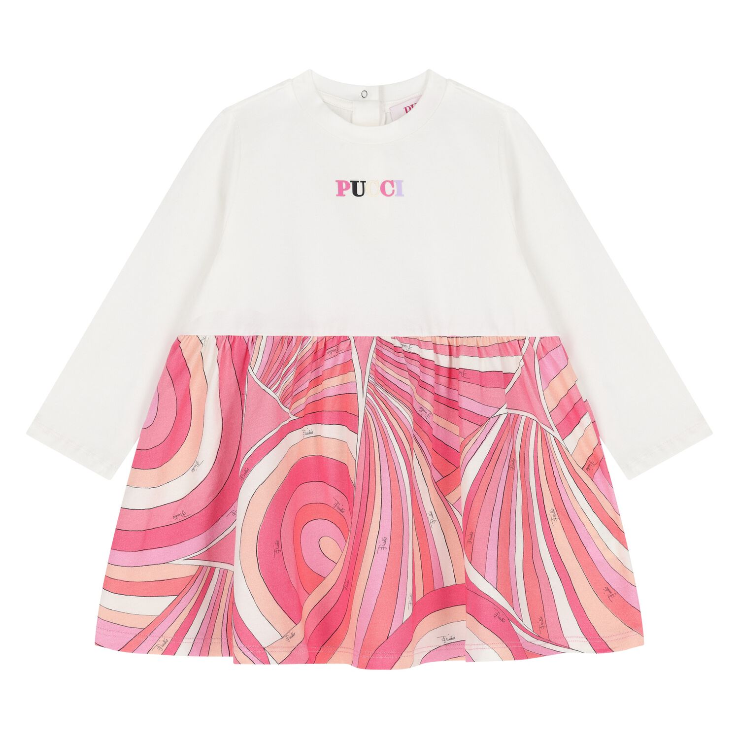 Younger Girls Pink & White Logo Iride Dress, 2, hi-res