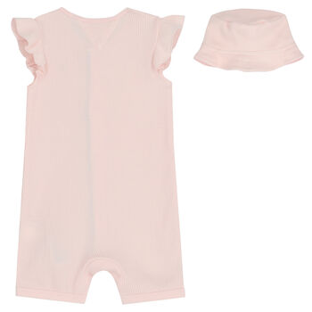 Baby Girls Pink Logo Romper Set