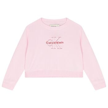 Girls Pink Logo Knitted Top