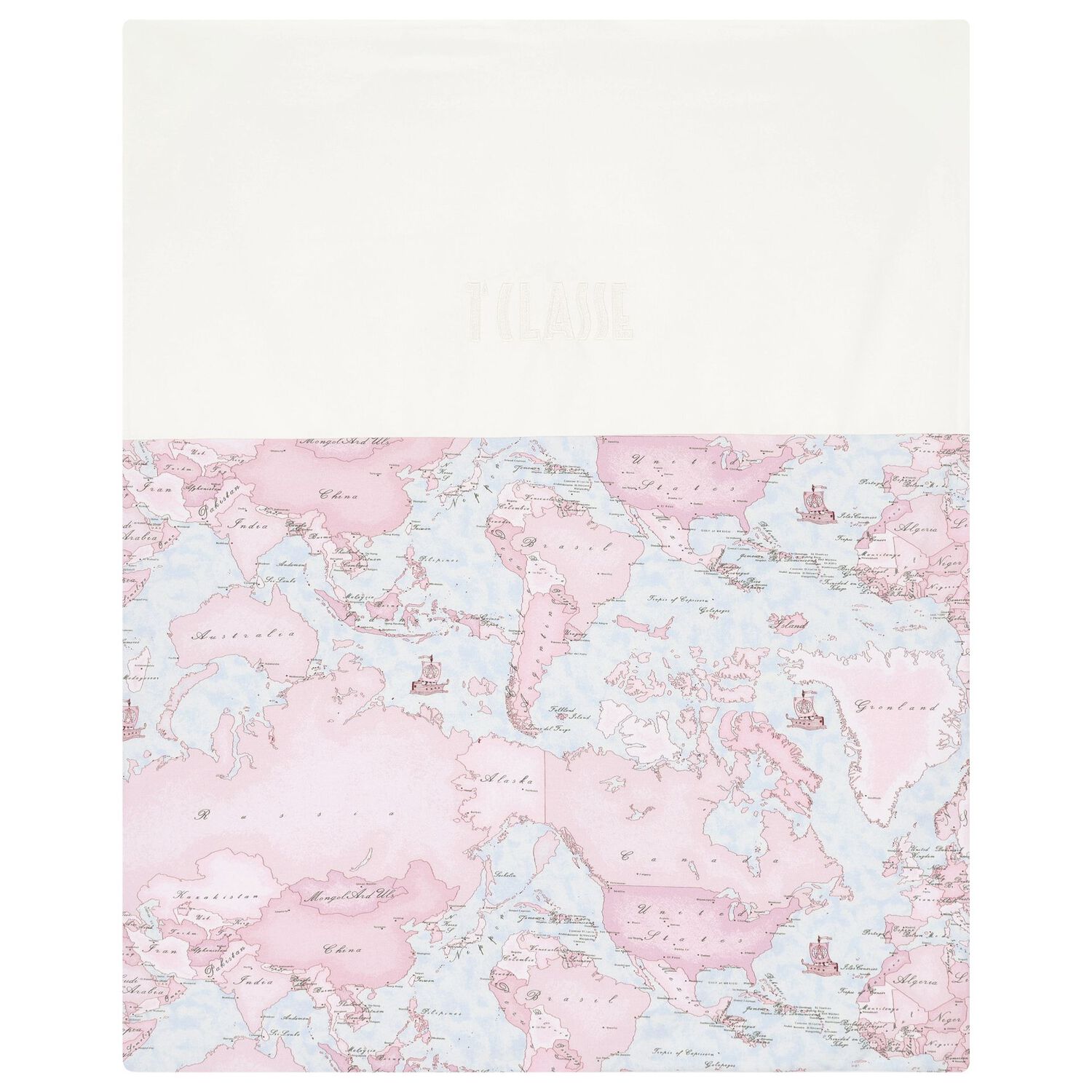 طقم افرول هديا بنات بطبعة الخريطة باللون الوردي والأزرق للأطفال , 2, hi-res