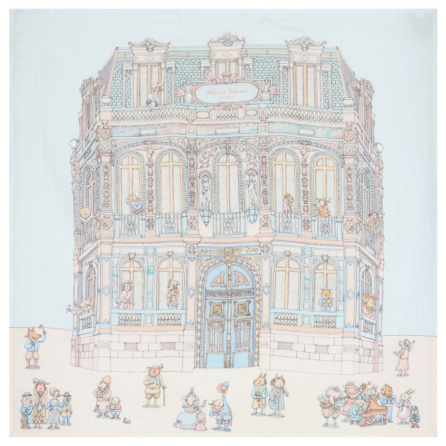 Blue Chateau Swaddle Carré Blanket, 1, hi-res image number null