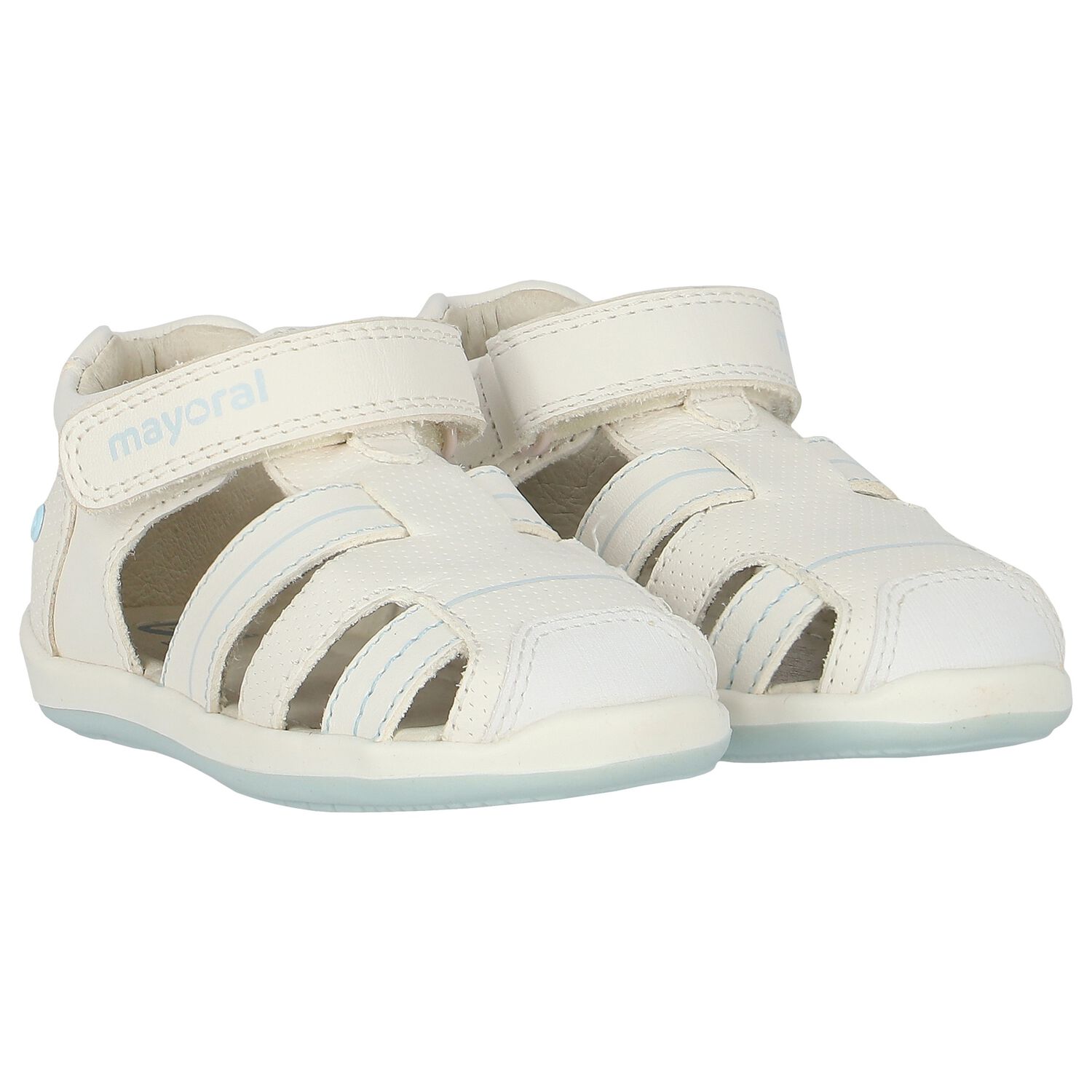 Baby Boys White Logo Sandals, 1, hi-res