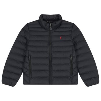 Boys Black Logo Puffer Jacket