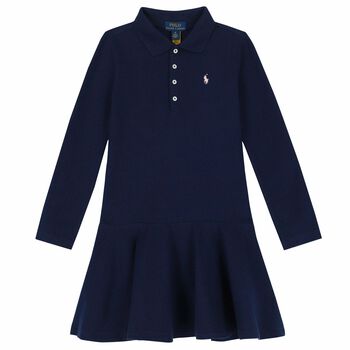 Girls Navy Logo Polo Dress 
