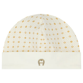 Ivory & Gold Logo Baby Hat