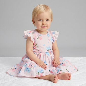 Younger Girls Pink Florals & Bows Dress