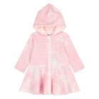 Younger Girls Pink & White Logo Hooded Dress, 1, hi-res