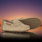 Younger Boys Beige Suede Leather Moccasins, 2, hi-res