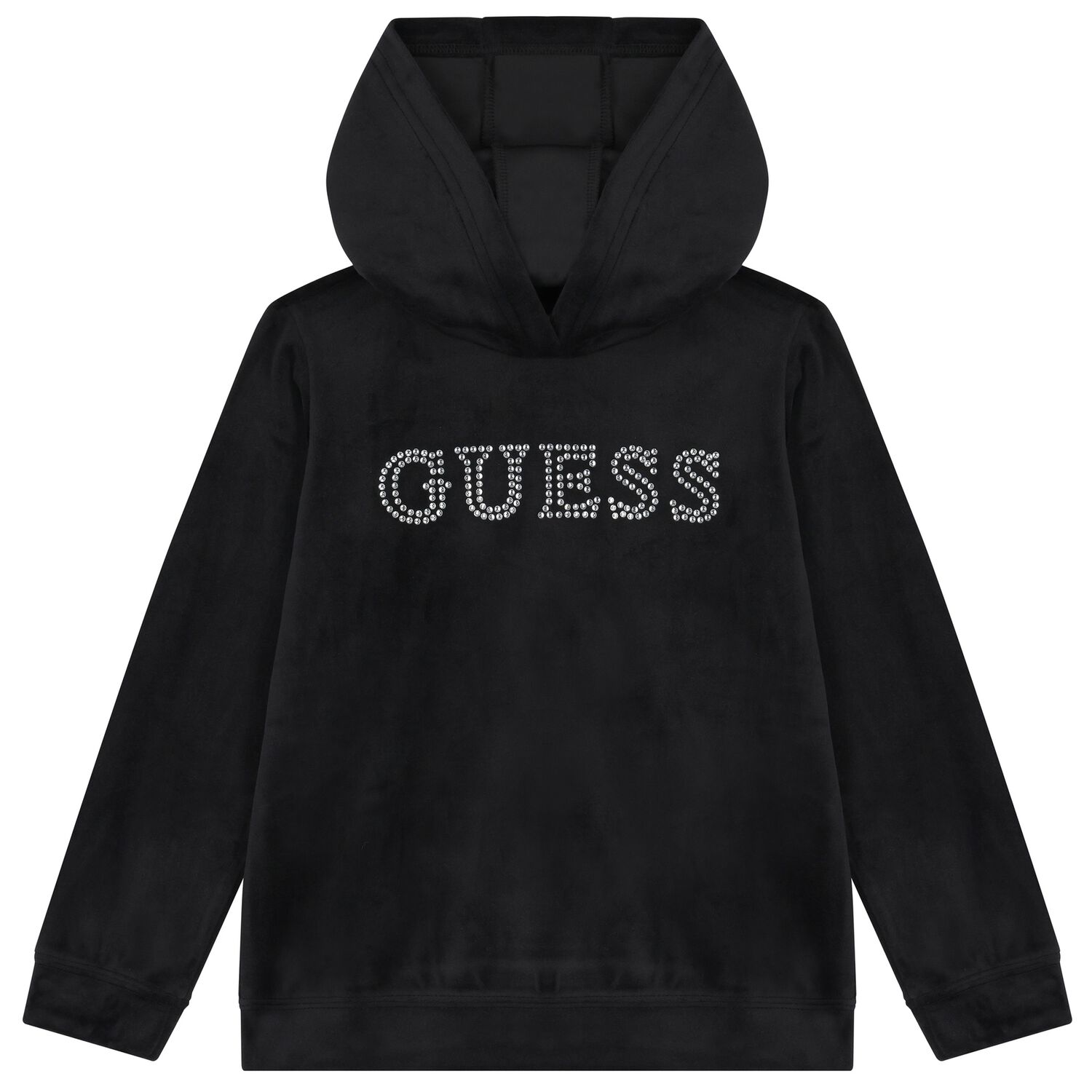 Girls Black Logo Hooded Top, 2, hi-res image number null