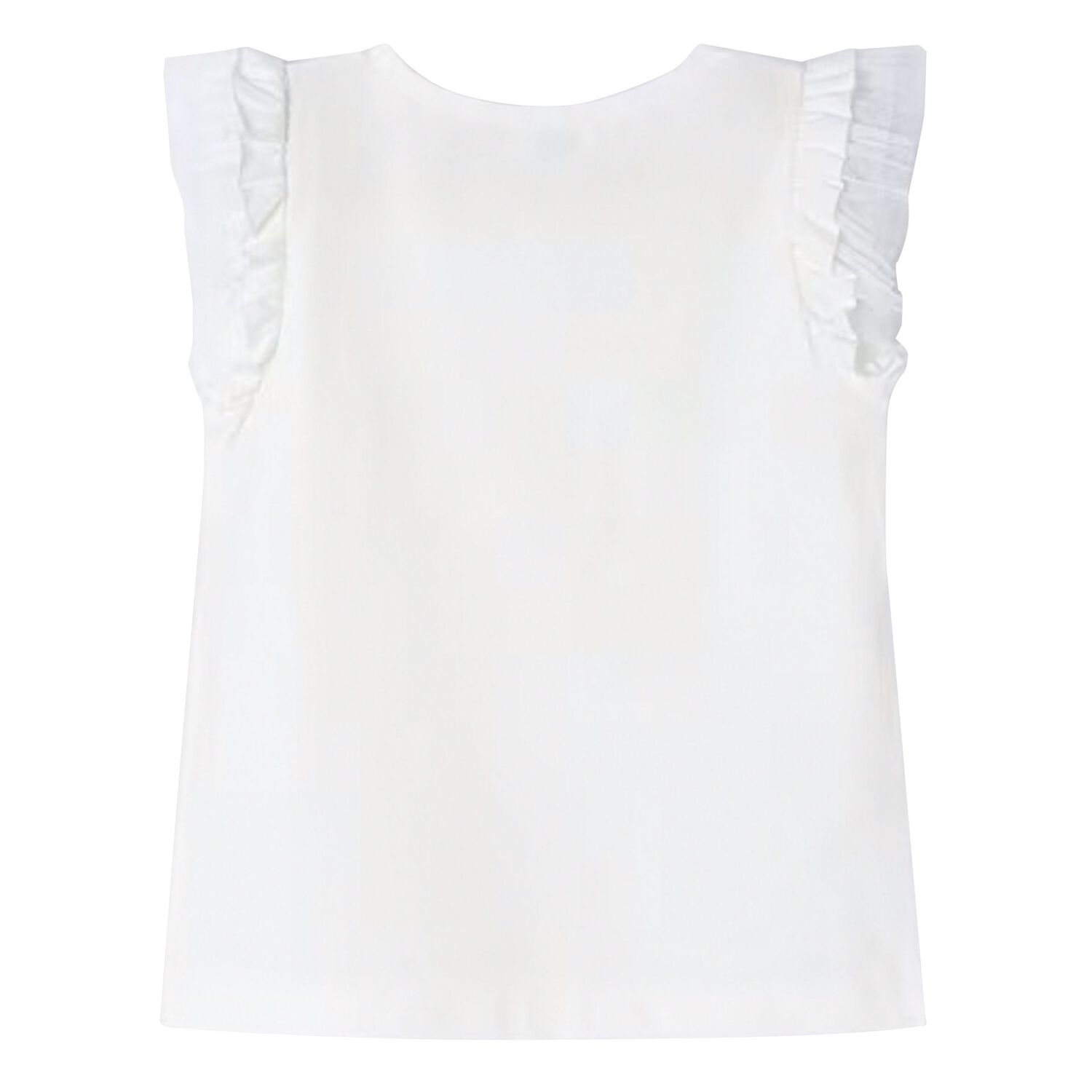 Girls White Tulle Flower T-Shirt, 1, hi-res
