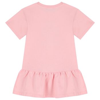 Girls Pink Teddy Bear Logo Dress