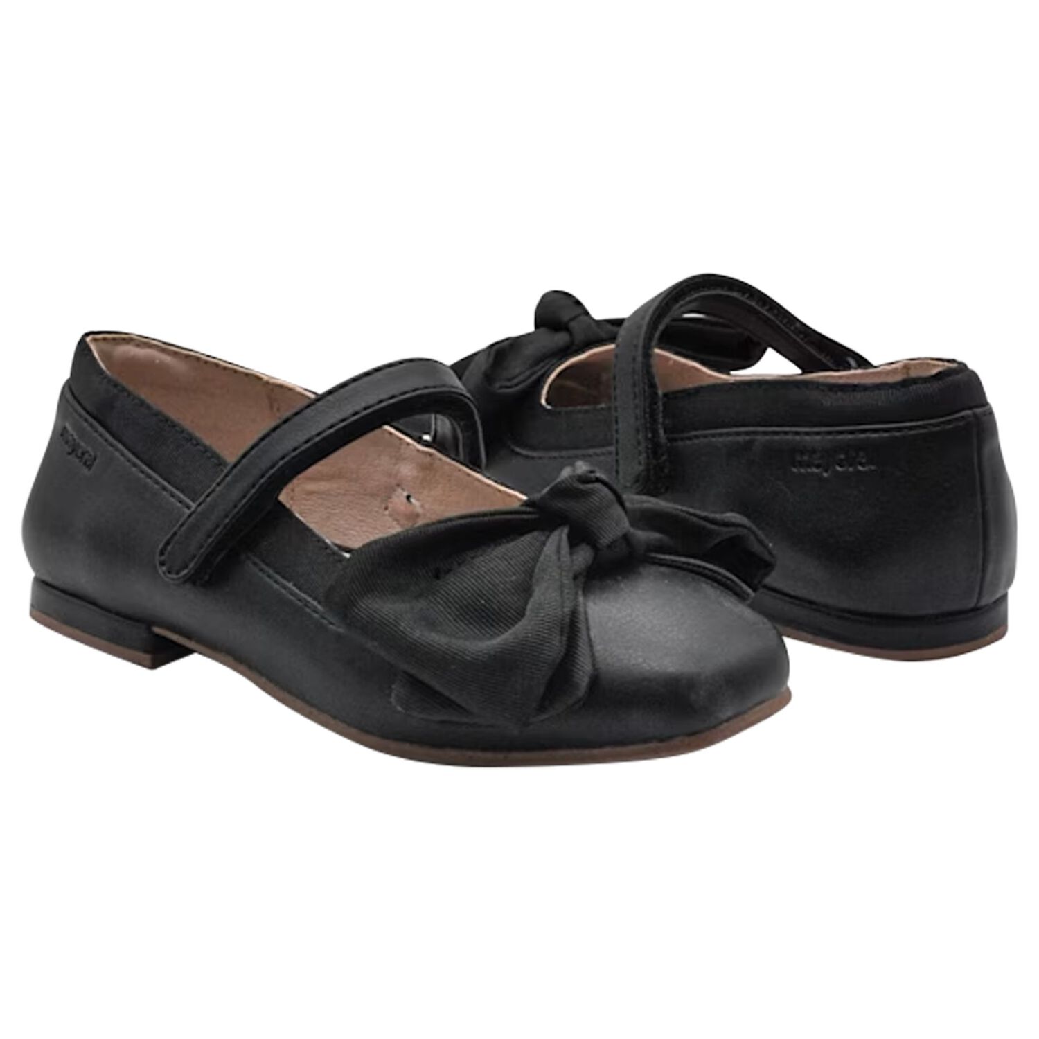 Girls Black Flower Shoes, 1, hi-res