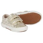 Girls Ivory & Gold Logo Trainers, 1, hi-res