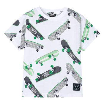 Boys White & Green Skateboards T-Shirt