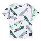 Boys White & Green Skateboards T-Shirt, 2, hi-res