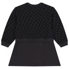 فستان بنات بالشعار باللون الاسود , 1, hi-res