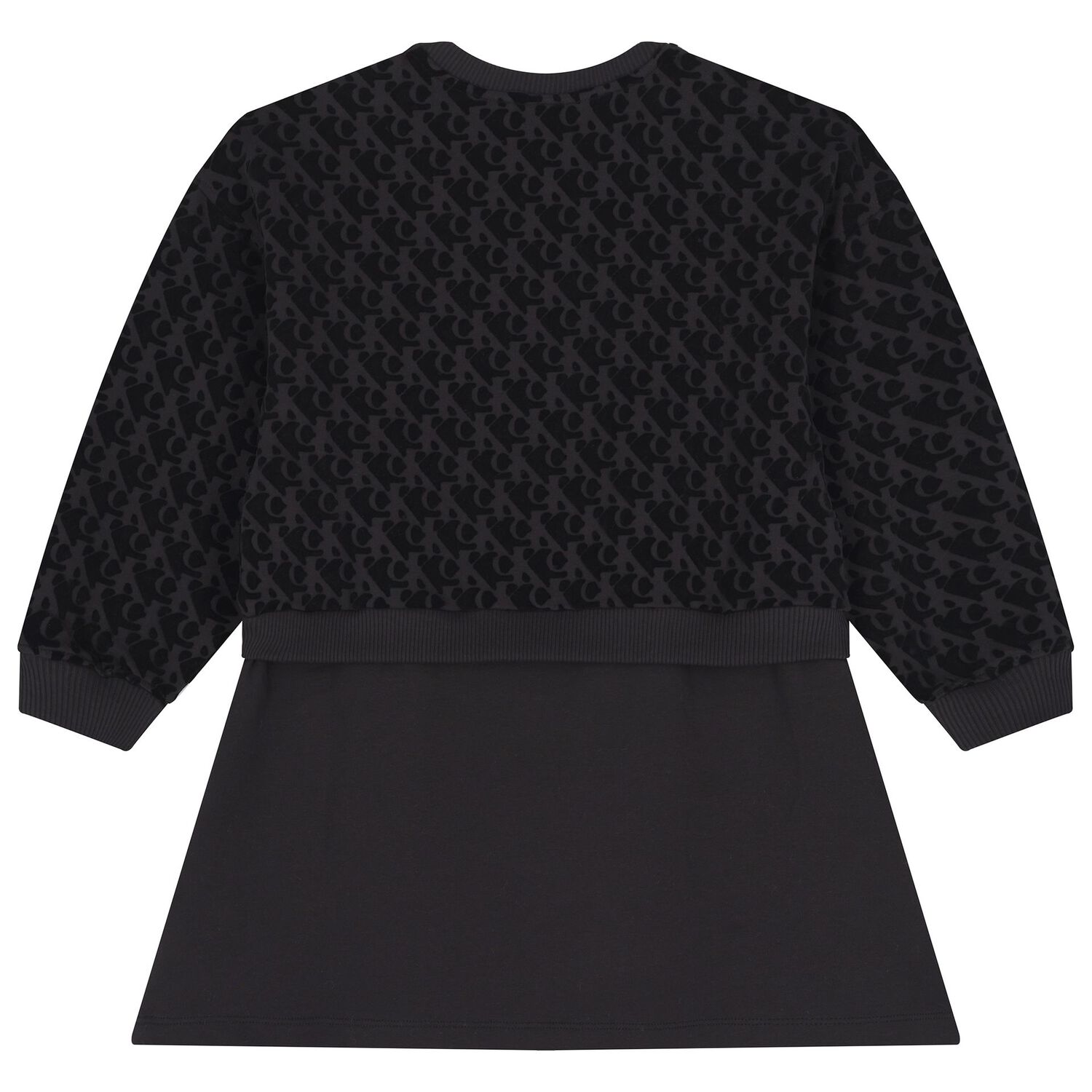 فستان بنات بالشعار باللون الاسود , 1, hi-res