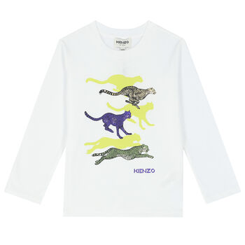 Boys White Cheetah T-Shirt