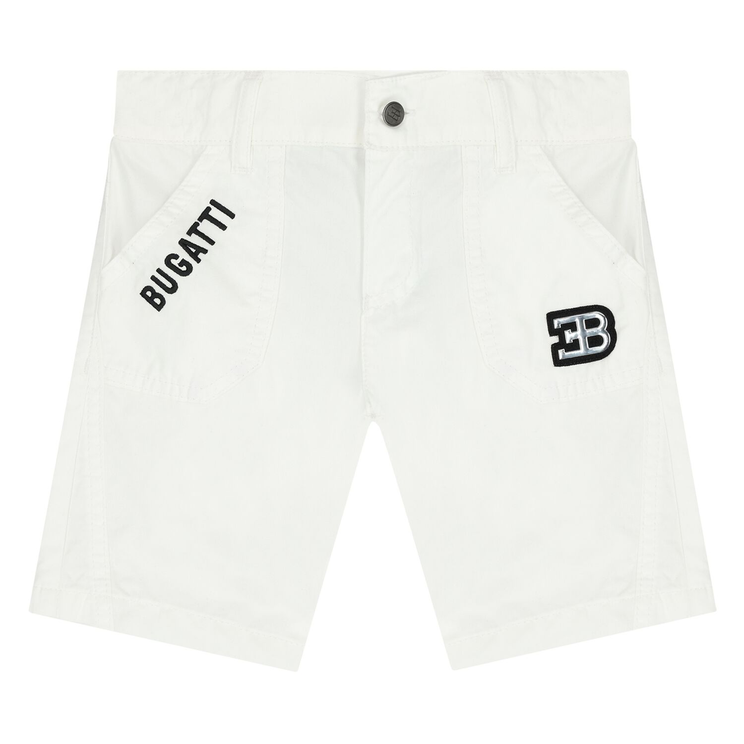 Younger Boys White Logo Shorts, 1, hi-res