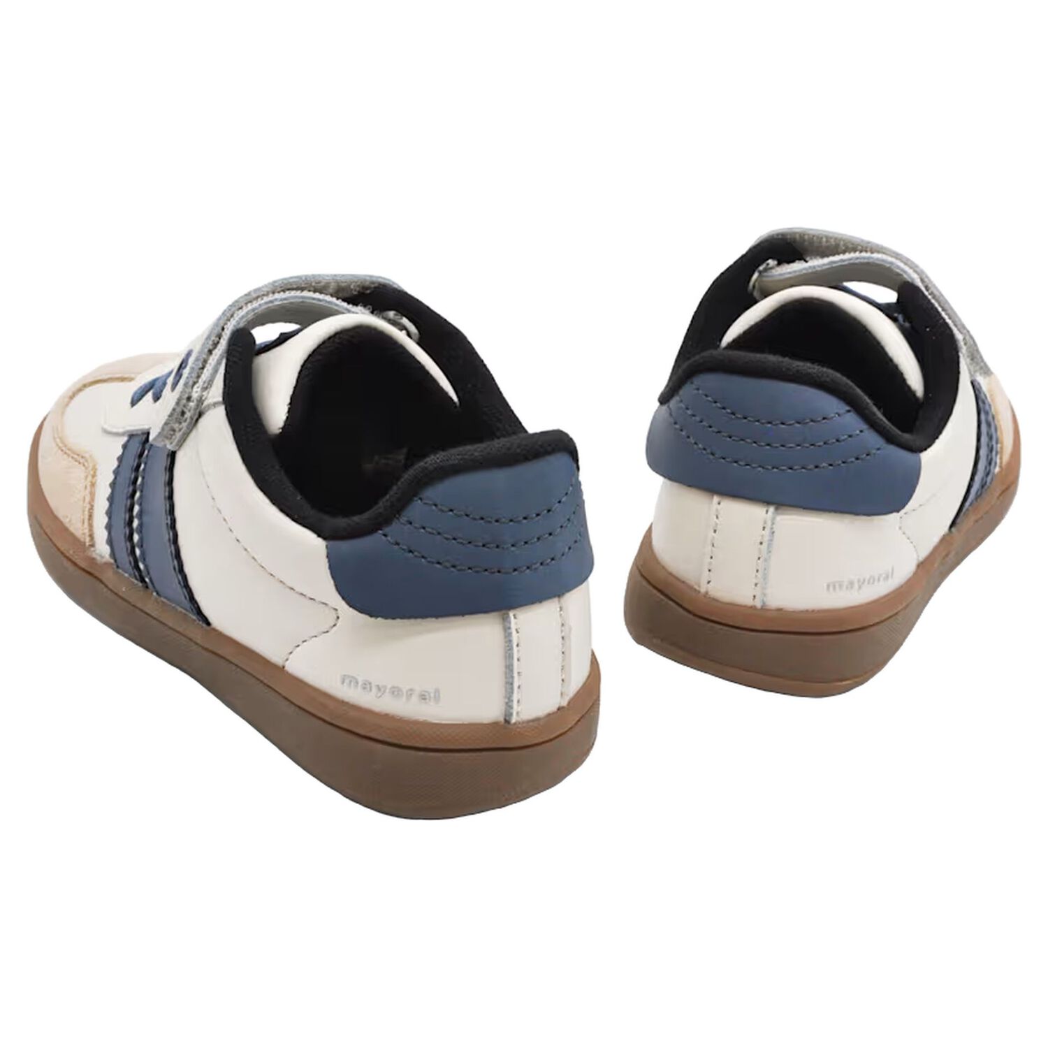 Boys Blue & White Leather Trainers, 1, hi-res