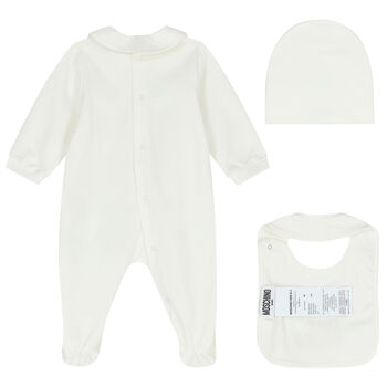 Ivory Teddy Bear Logo Babygrow Gift Set