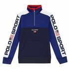 Older Boys Blue Logo Zip Up Top, 1, hi-res