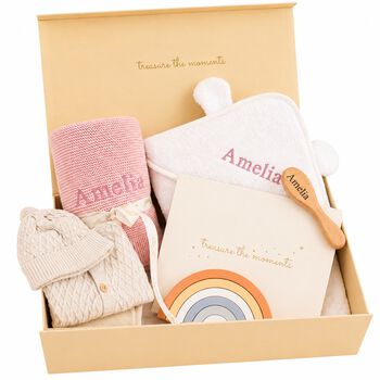 Girls Pink Personalised Ultimate Baby Gift Set