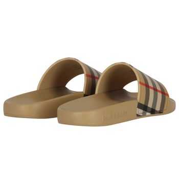 Beige Burberry Check Sliders