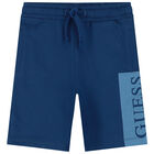 Boys Navy Blue Logo Shorts, 2, hi-res