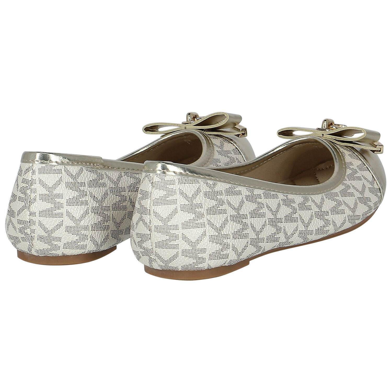 حذاء بنات باليرينا بالشعار باللون الذهبى, 1, hi-res image number null