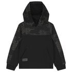 Boys Black Logo Hooded Top, 1, hi-res