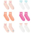 Girls White & Pink Logo Socks ( 6-Pack ), 1, hi-res