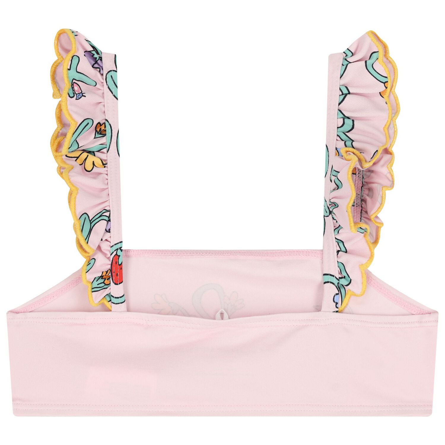 بيكيني بالشعار وطبعة الزهور باللون الوردي للبنات, 1, hi-res