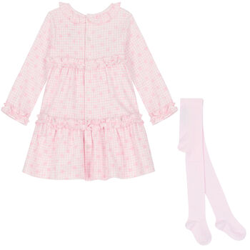 Baby Girls Pink & White Gingham Dress Set