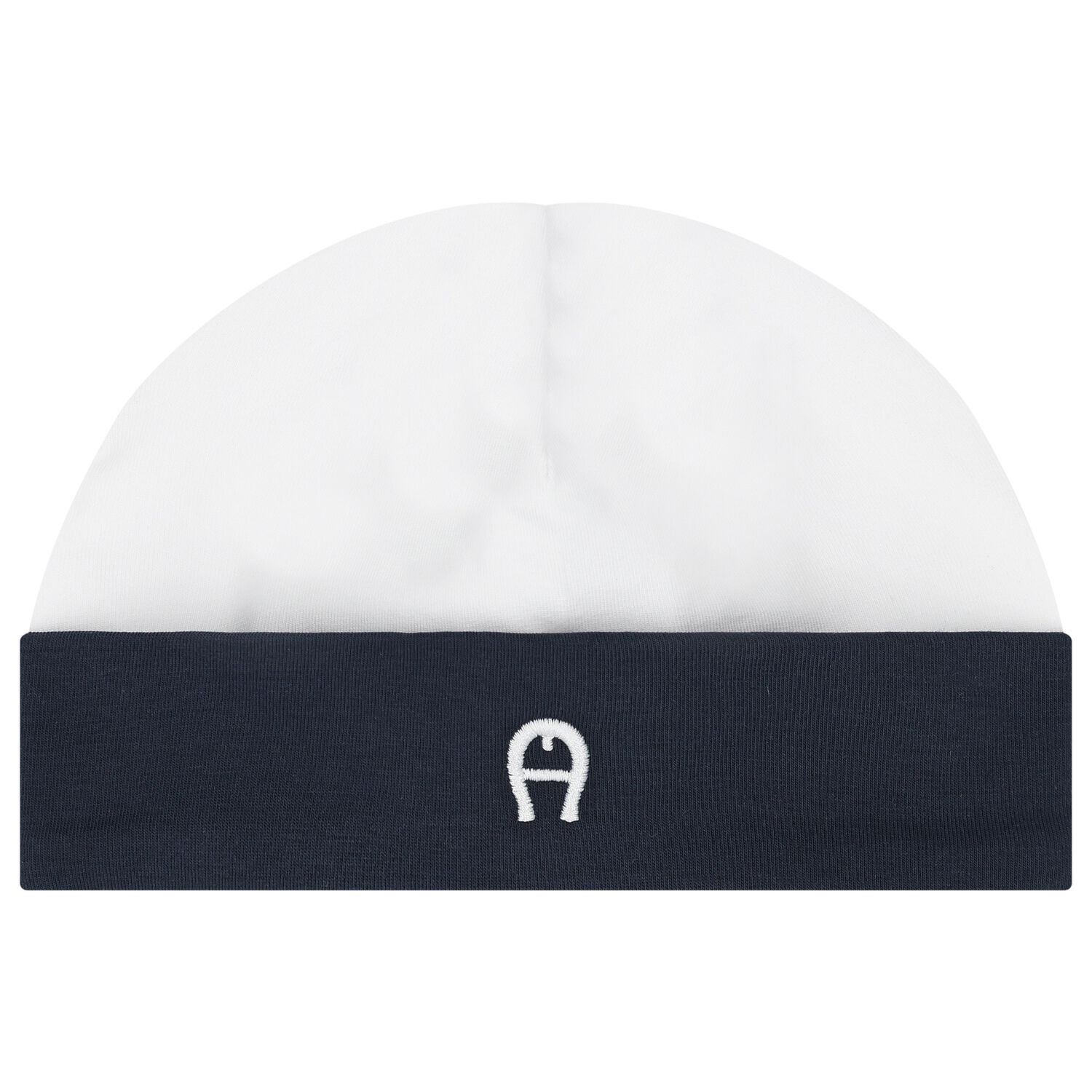 Baby Boys White & Navy Blue Logo Hat, 3, hi-res