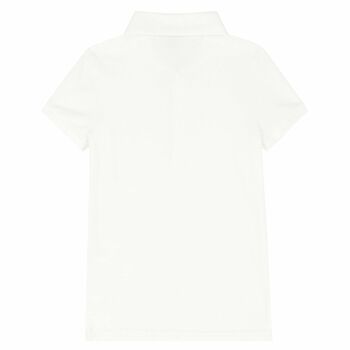 Girls White Logo Polo Shirt