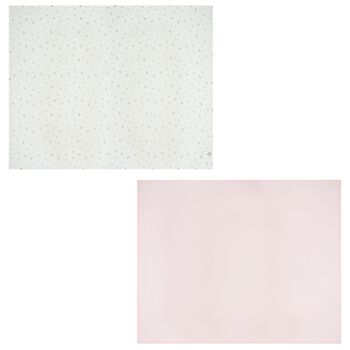 مناديل موسلين زهرية بيضاء و وردية للبنات (عبوة من قطعتين)