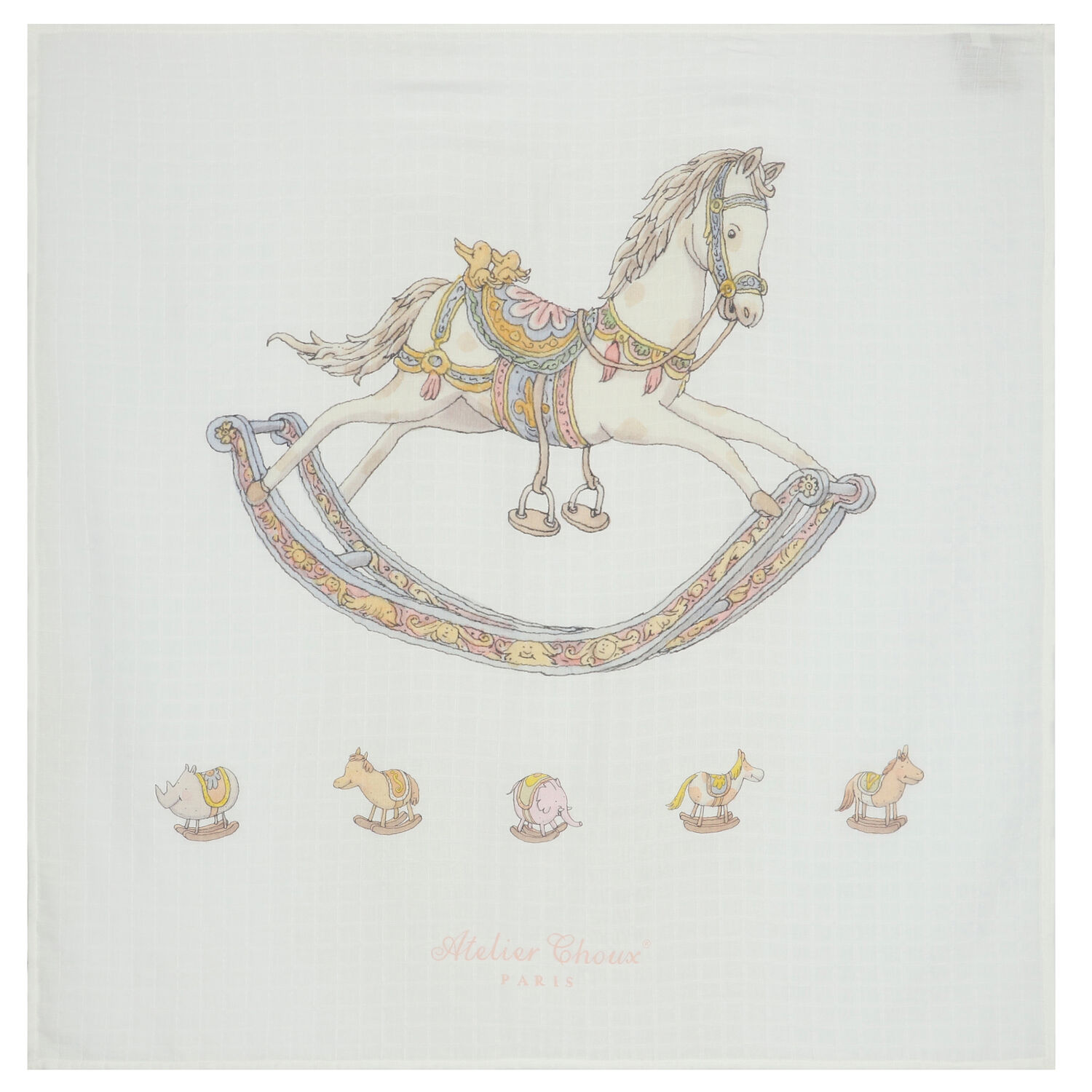 بطانية قماط بطبعة الحصان باللون العاجي , 1, hi-res image number null