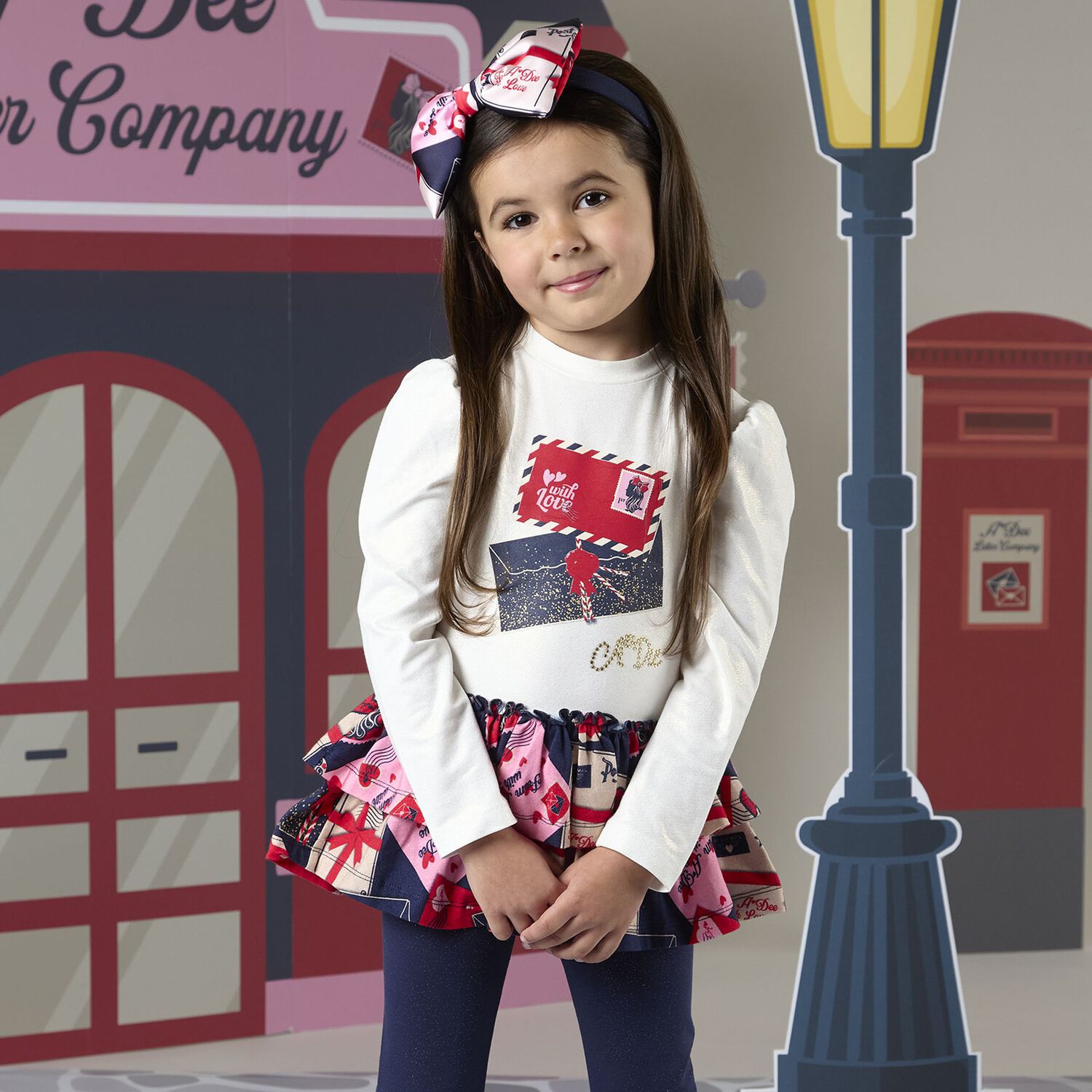 Girls White Logo Envelope Leggings Set, 1, hi-res image number null