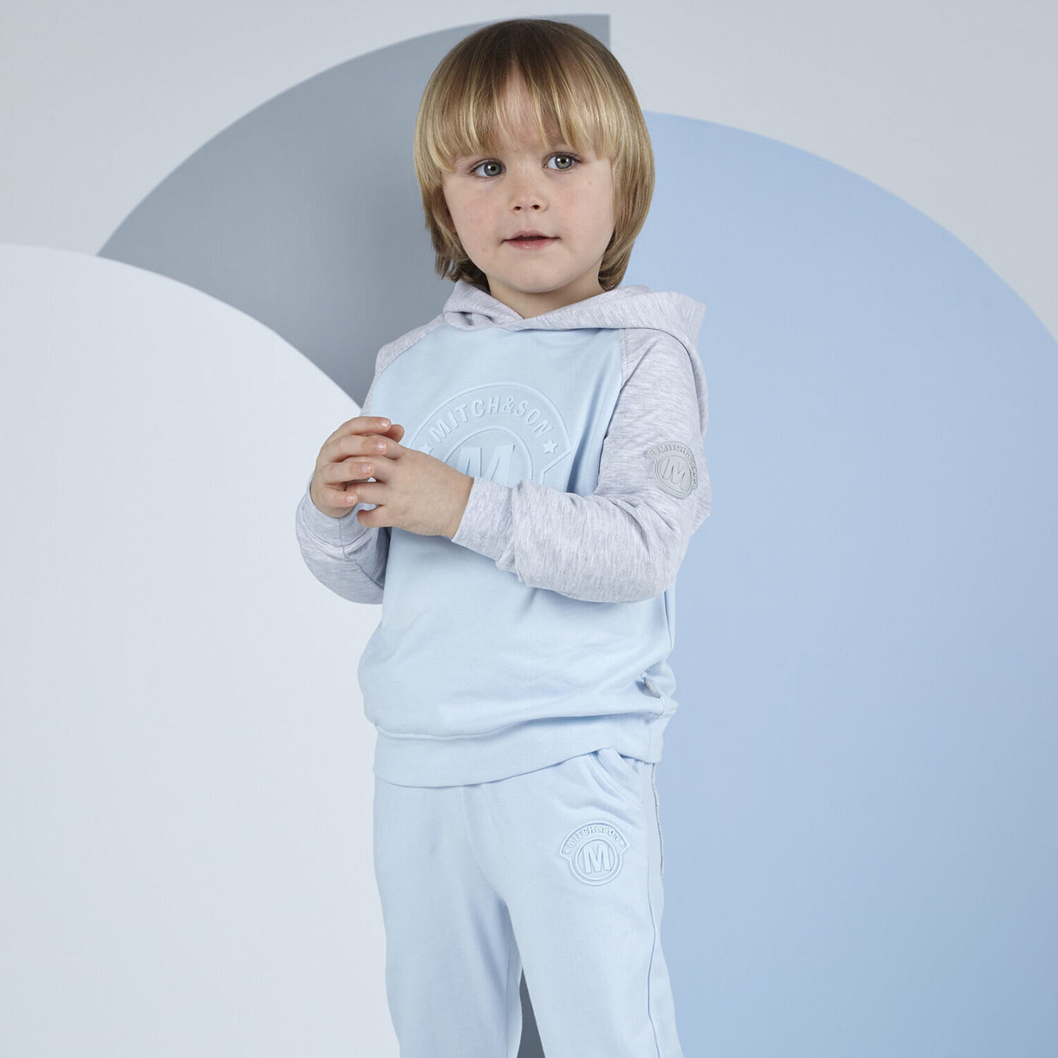 Boys Blue & Grey Logo Tracksuit, 1, hi-res
